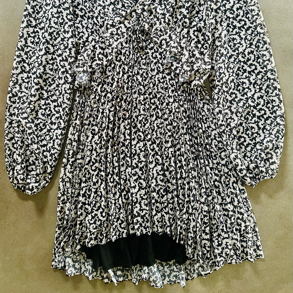 The Kooples Black and White Puff Sleeve Dress